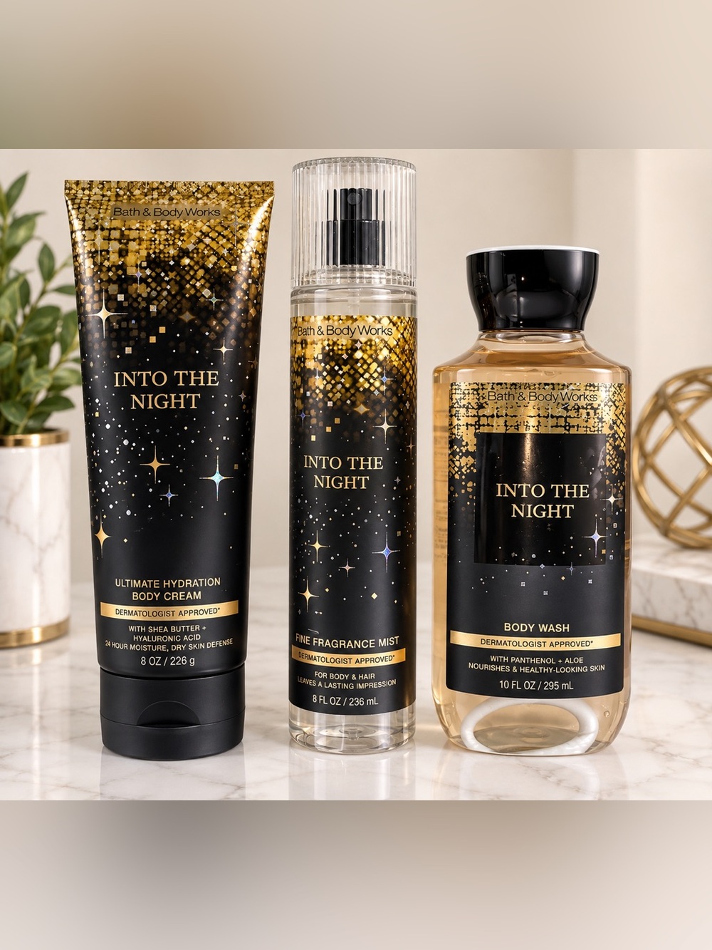 Bath & Body Works Into The Night Body Care Set - Black & Gold